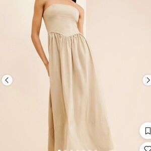 WeWoreWhat Strapless Corset Beige/Khaki Dress